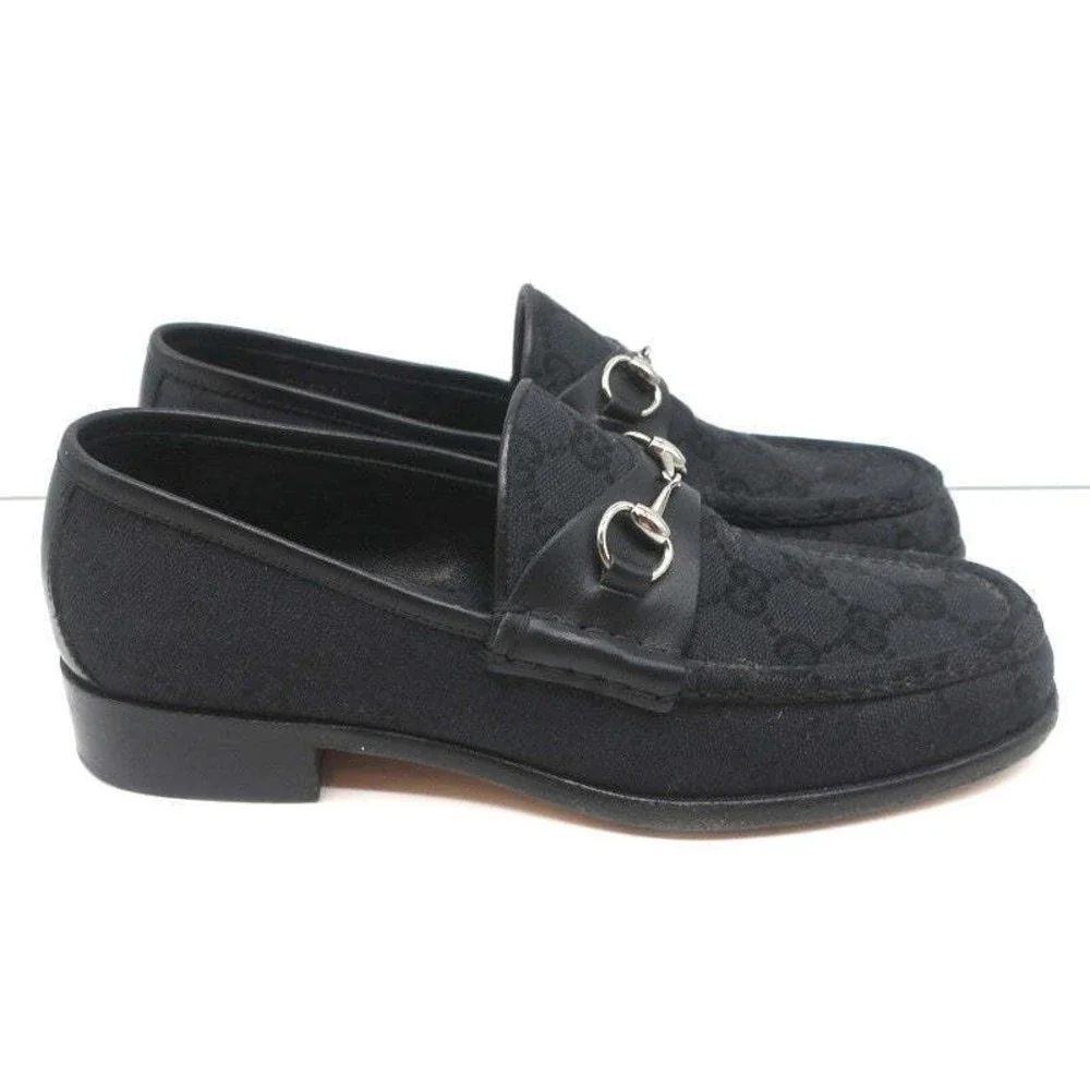 Gucci GG Canvas Horsebit Loafers Black Size 7.5 - Picture 2 of 11